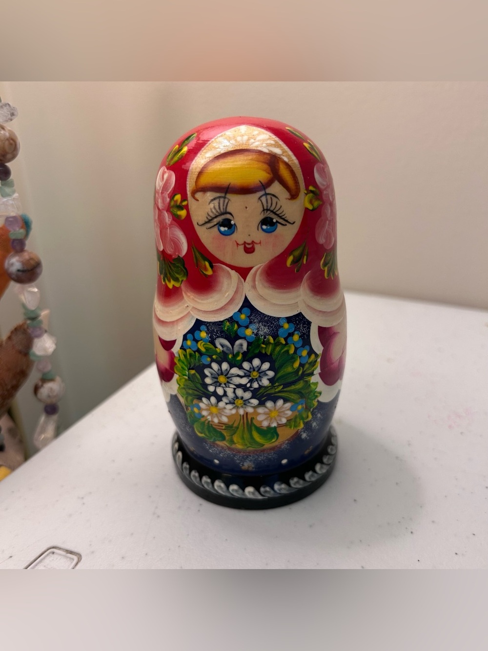 Vintage Russian Nesting Matryoshka Doll Set 5 Pieces 5"-1” Signed Floral Bouquet